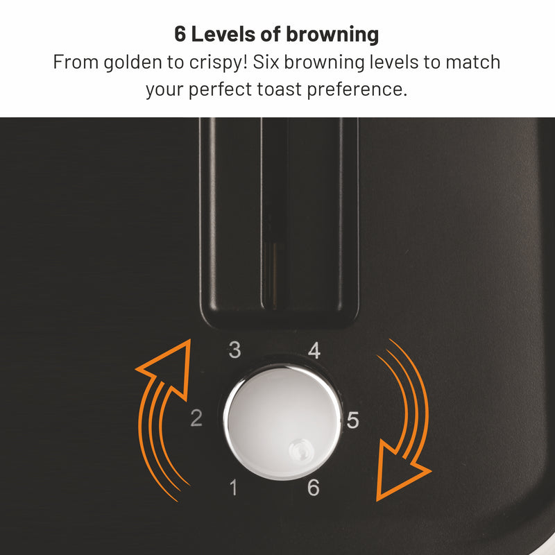 Electric Auto Pop-up 2 Slice Toaster, 750W, 6 Level Browning Control, Removable Crumb Tray - White SA3014