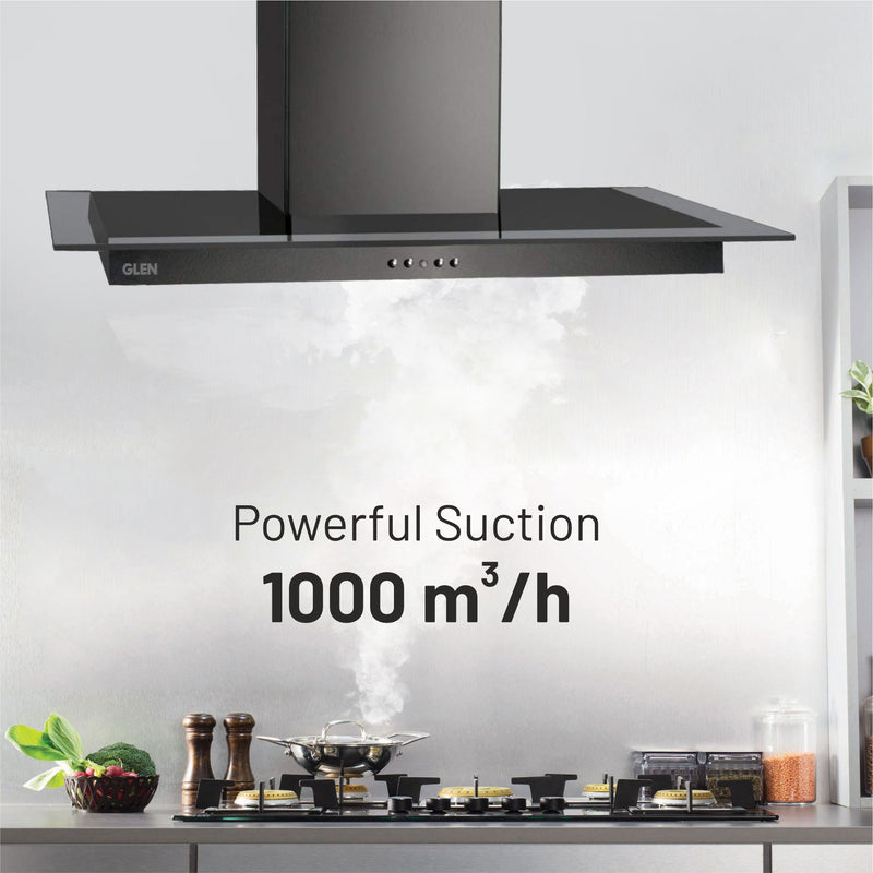 Designer Electric Kitchen Chimney  Push Button Control 90cm 1000 m3/h - Black (6062 90 BL)