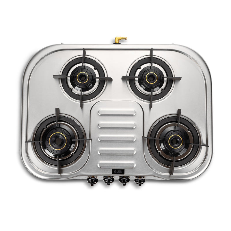 4 Burner Ultra Slim Stainless Steel Gas Stove Extra Wide 1 High Flame 3 Forged Brass Burners - CT1047USDTSS