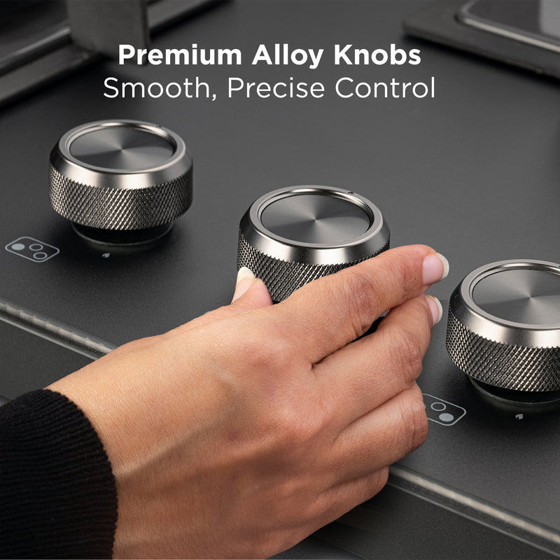 4 Burner Matt Glass Hob Top 2 Triple Ring Burner Double Ring Forged Brass Burner Auto Ignition (BH1094SQHT2TRMG)