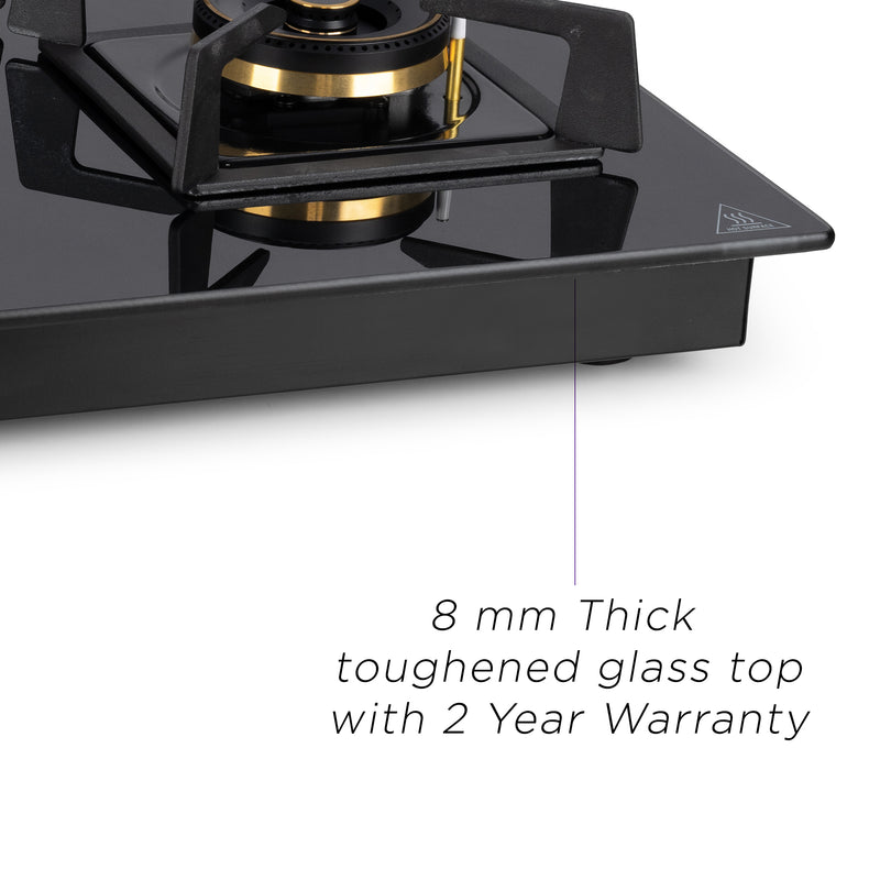 4 Burner DFVS Glass Hob with 2 Triple Ring Total Brass Burners Auto Ignition (BH1094XLDFTHT2TR)