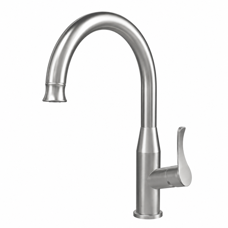 J-Shaped Deck Mounted Kitchen Faucet with Hot & Cold Water Mixer - KF-101MSSPDS