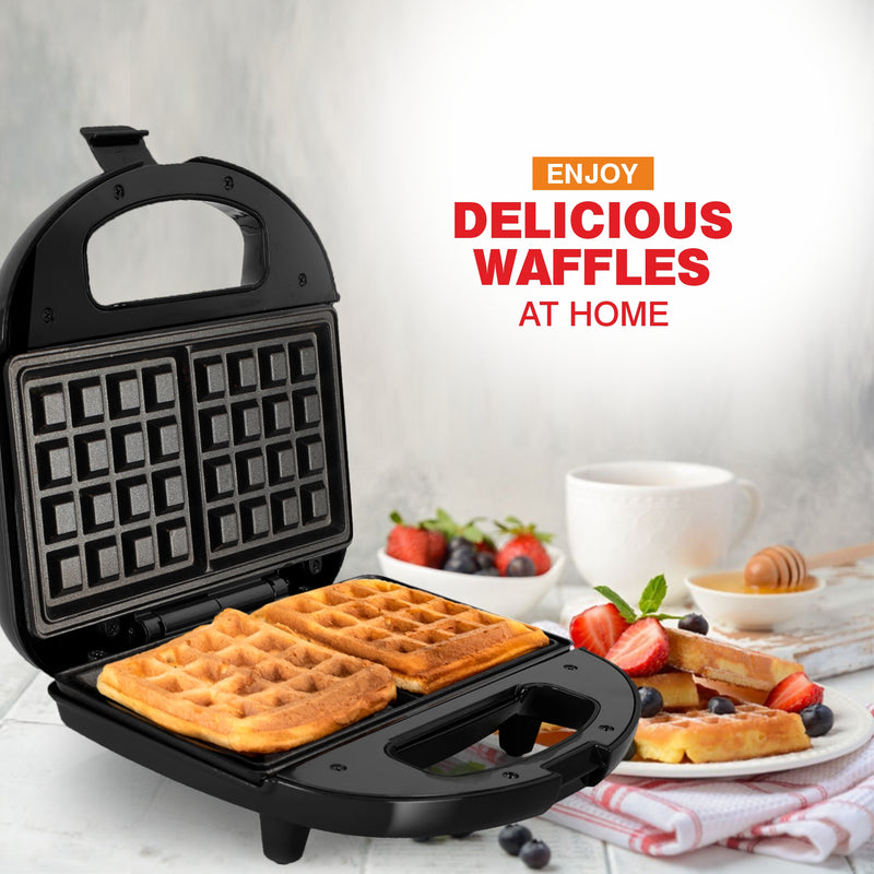 Electric Waffle Maker with Non-Stick Coating Plates, 750W - Black (3024WMBL)