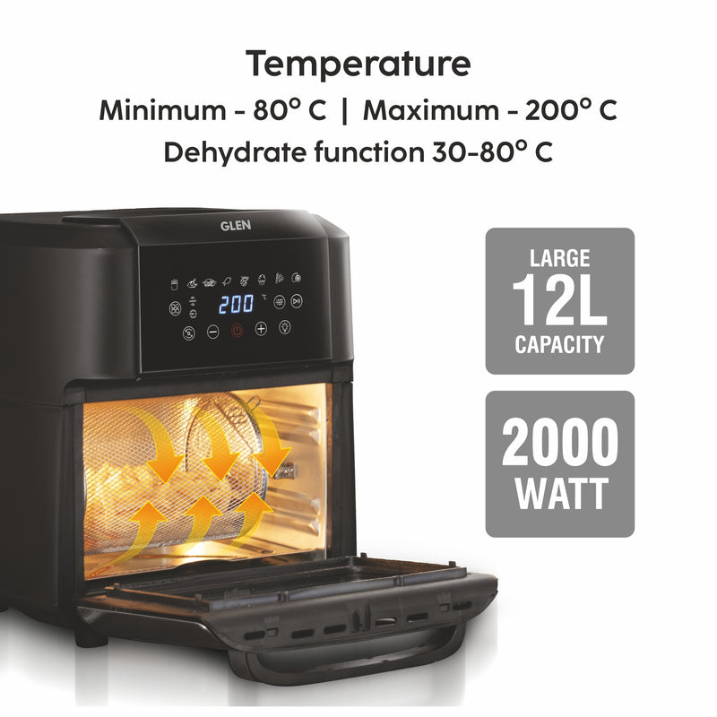 2000W Digital air fryer with 80 to 200 degree celsius temperature control