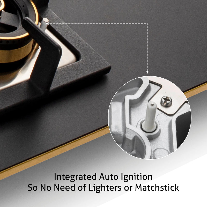 3 Burner Glass Hob Top Triple Ring Burner Total Brass Burners with Flame Failure Device Auto Ignition (1073XLCIHTTTRMGS)