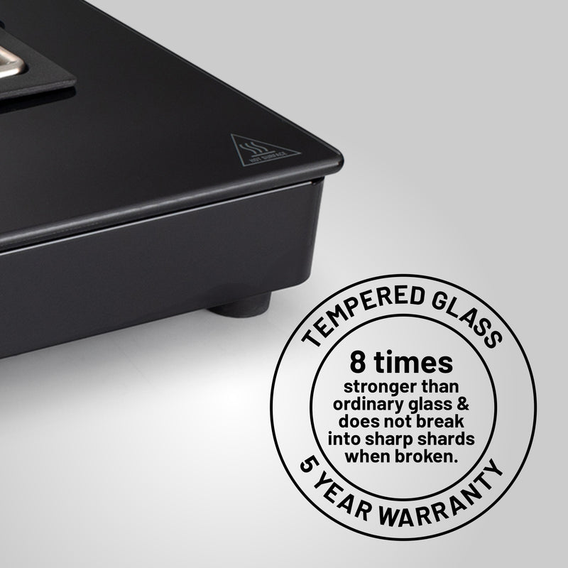 3 Burner Free Standing Hob with Forged Brass Burners Auto Ignition Black (BH1073XLSQFSFBBLAI)