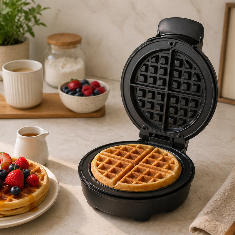Electric Waffle Maker with Non-Stick Coating Plates 750W - Black (SA-3026WMB)