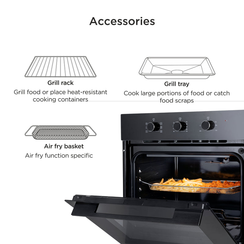 Built in Oven Air Fryer 60Ltr with Convection Fan and 3 Control Knobs (BO662AF)