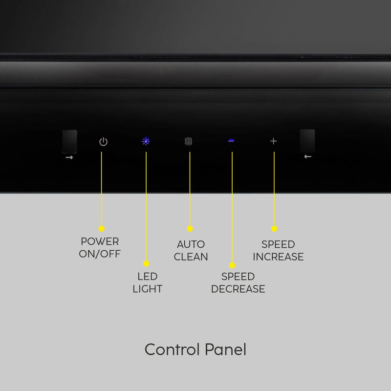 Auto Clean Slim Filter less Kitchen Chimney with Motion Sensor 60/90cm, 1200 m3/h (6052 SLIM BL AC)