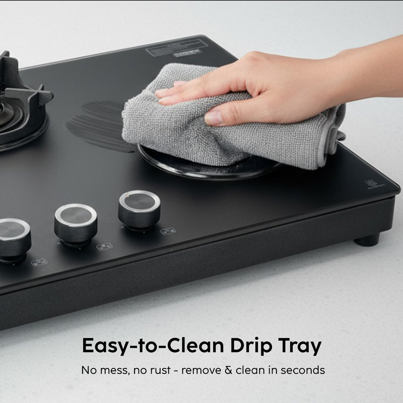 3 Burner Ultra Slim Matt Glass LPG Stove with High Flame Forged Brass Burner (CT1037USMG)