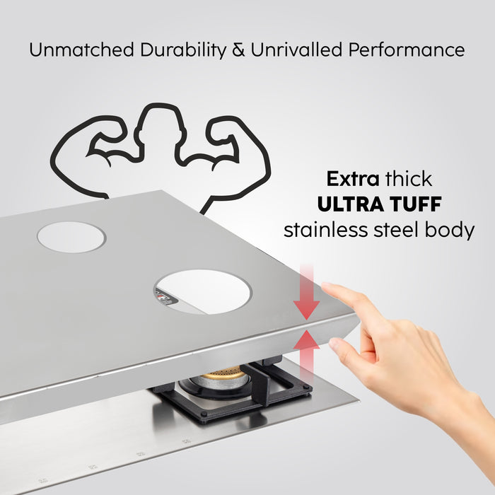 4 Burner Ultra Tuff Free Standing Hob with Forged Brass Burners Auto Ignition (BH1074SQFSUTSSAI)
