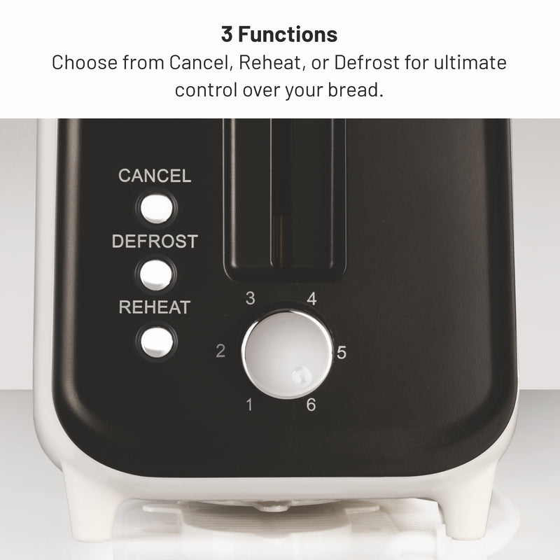 Electric Auto Pop-up 2 Slice Toaster, 750W, 6 Level Browning Control, Removable Crumb Tray - White SA3014