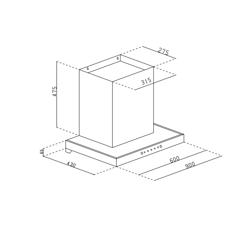 Auto Clean Slim Filter less Kitchen Chimney with Motion Sensor 60/90cm, 1200 m3/h (6052 SLIM BL AC)