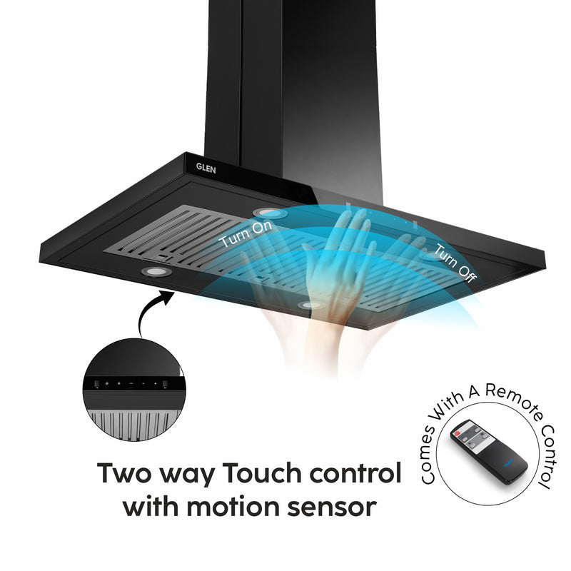 Island Kitchen Chimney Motion Sensor Italian Motor Baffle filters 90/120cm 1250 m3/h (6052 MS IS BL)