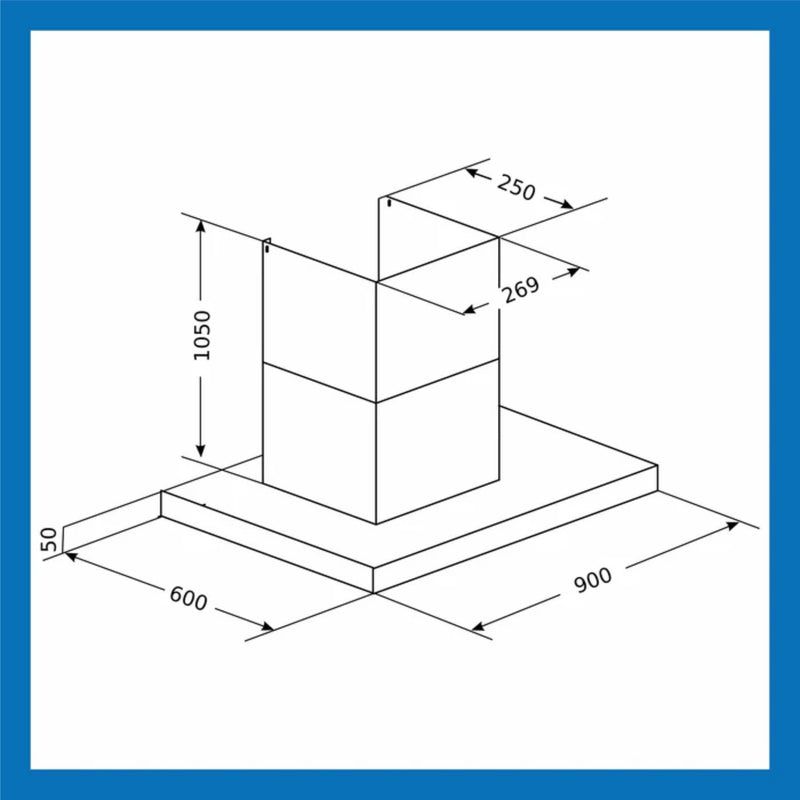 Island Kitchen Chimney Motion Sensor Italian Motor Baffle filters 90/120cm 1250 m3/h (6052 MS IS BL)