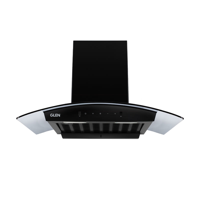 Auto Clean Curved Glass Filter less Kitchen Chimney with Motion Sensor 60/76/90cm, 1200 m3/h (6058 BL Auto Clean)