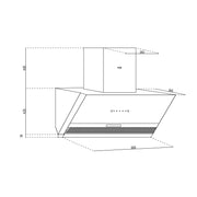 Auto Clean Glass Filterless Chimney dimensions 2