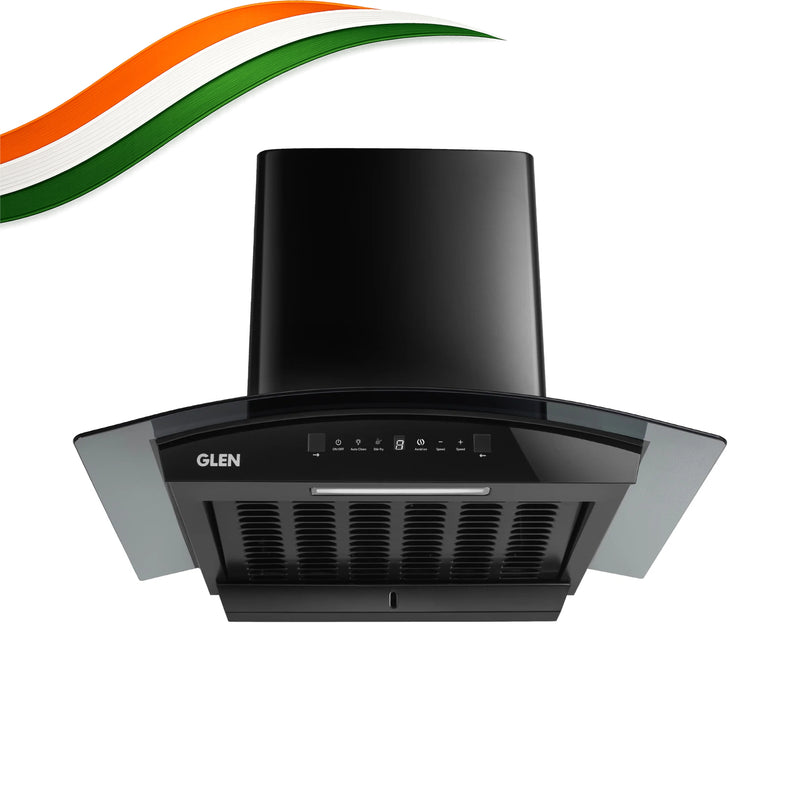 Auto Clean Curved Glass Chimney with BLDC Motor 60/90cm 1400 m³/h -Black (6071R BLDC BL AC)