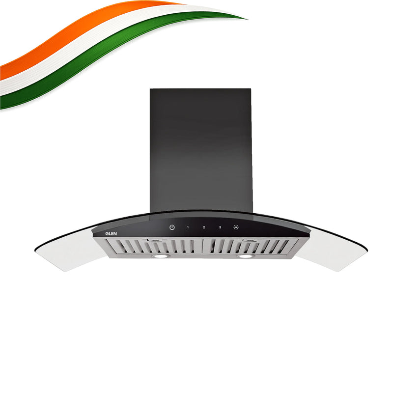 Kitchen Chimney Curved Glass with Touch Sensor Baffle filter 90cm 1250 m3/h - Silver (6071 TS 90)