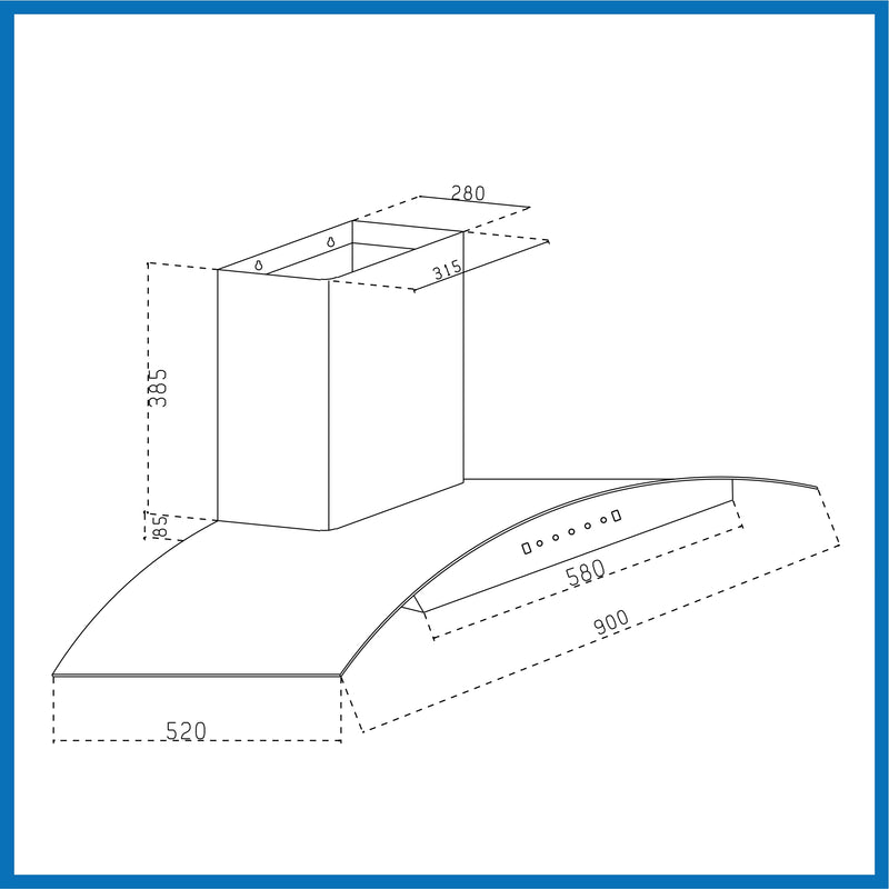 Auto Clean Curved Glass Chimney with BLDC Motor 60/90cm 1400 m³/h -Black (6071R BLDC BL AC)