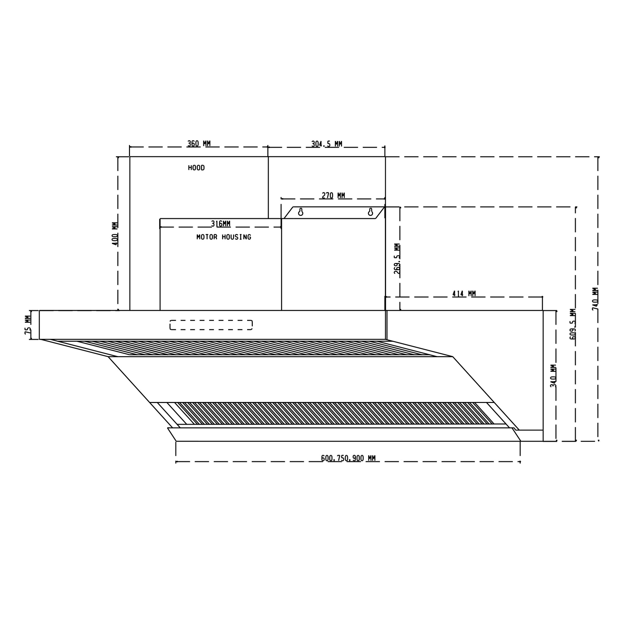 Buy Glen Filterless Auto Clean Chimney 60/75/90cm Online At Best Price ...