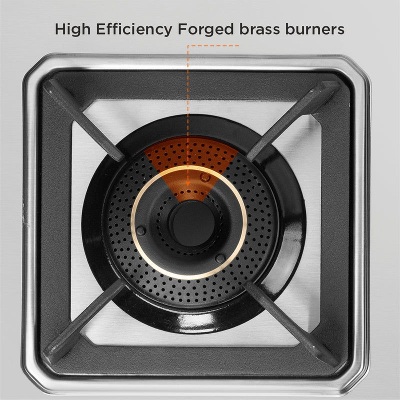 4 Burner Ultra Tuff Stainless Steel Gas Stove with High Efficiency Forged Brass Burners - Manual/Auto Ignition (CT1054UTDTSS)