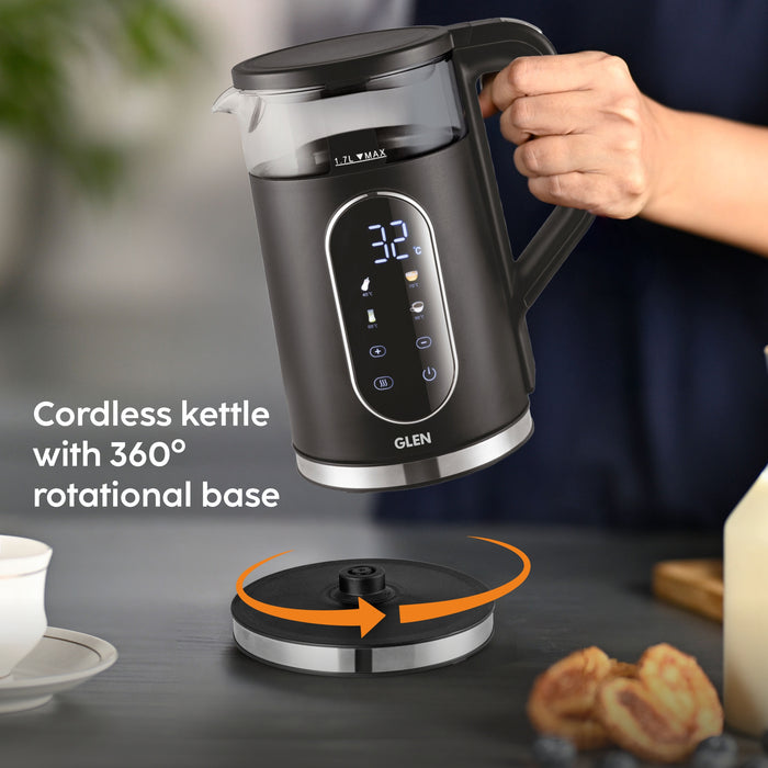 Electric Kettle 1.5 Litre with Digital Display Touch Control and 4 Pre Set Functions, Auto Shutoff, 2000W (SA-9008GLBL)