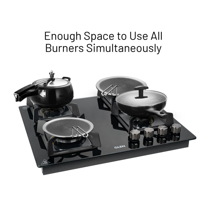4 Burner DFVS Glass Hob with Triple Ring Forged Brass Burners Auto Ignition (BH1064DFHTTR)
