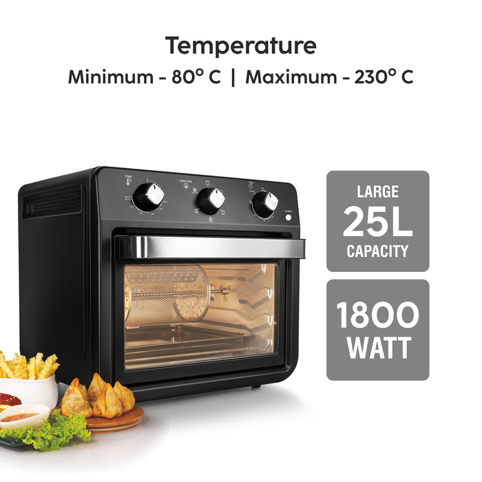 Air Fryer Oven 25 Litre Time and Temperature Control, 1800W - Black (SA3050AFO)