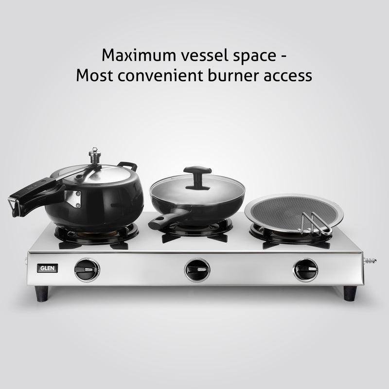 3 Burner Stainless Steel Gas Stove with High Flame Brass Burner (CT1031XLSSHFBB)