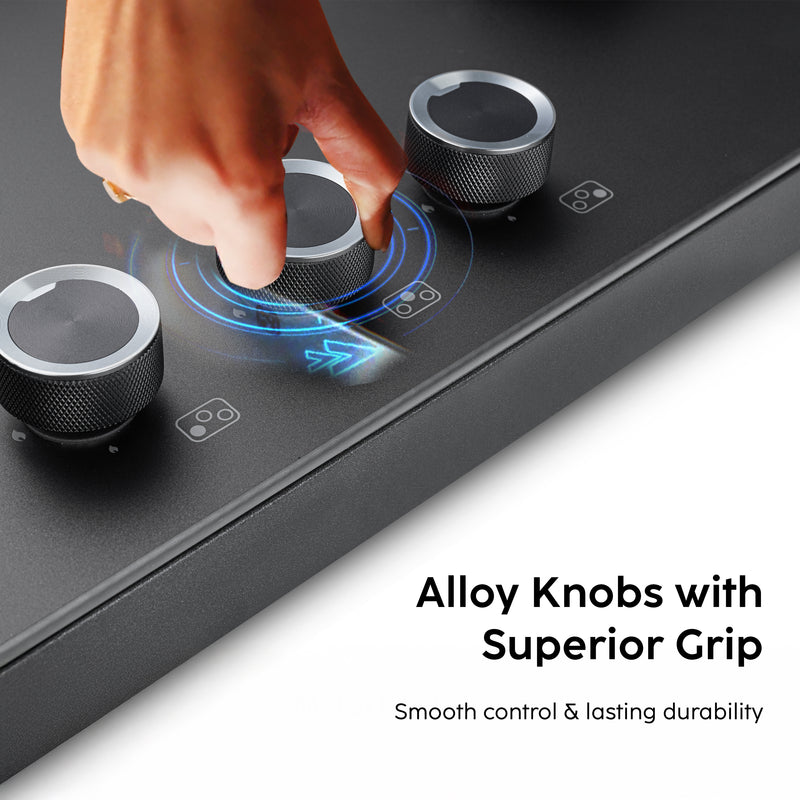 3 Burner Ultra Slim Matt Glass LPG Stove with High Flame Forged Brass Burner (CT1037USMG)