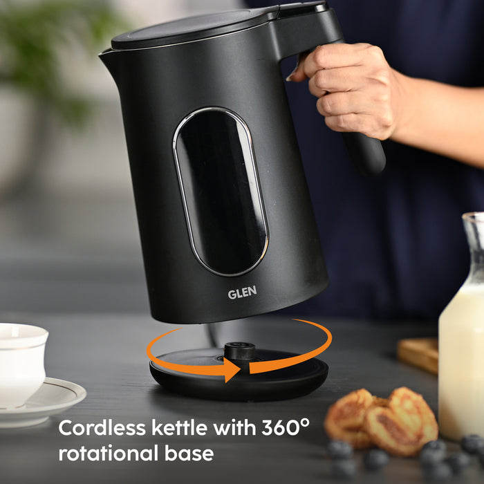 Electric Kettle 1.5 Litre with Digital Display Touch Control and 4 Pre Set Functions, Auto Shutoff, 2000W (SA-9009SSBL)