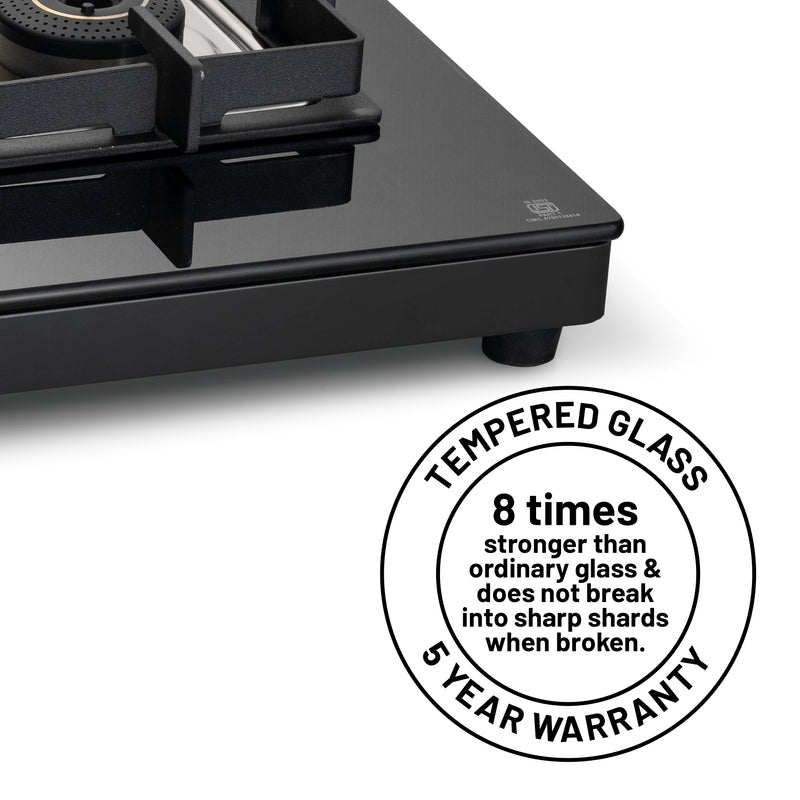 4 Burner Ultra Slim Top Knob Glass Cooktop with High Efficiency Forged Brass Burners - (CT1047USTN)