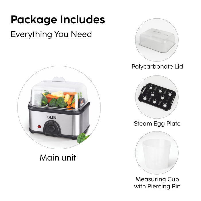 Egg Boiler Steamer Boils upto 8 Eggs Auto shut Off, Push Button Start 350W (SA3036EBS)