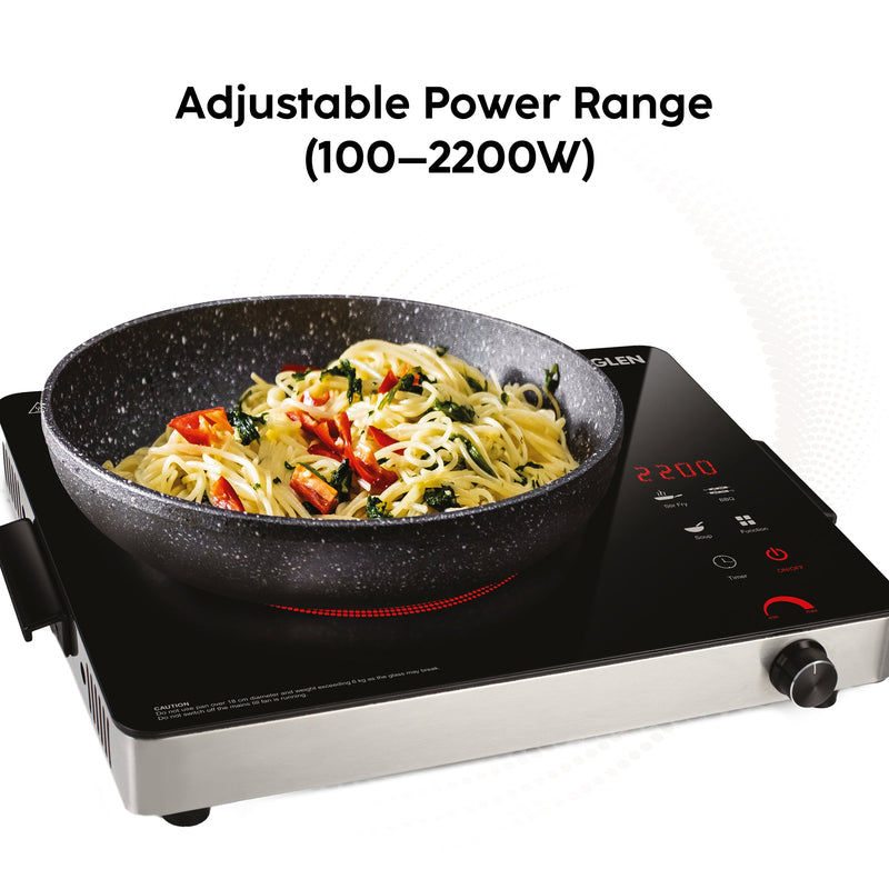 Infrared Stove with 3 Preset Cooking Functions 2200W- SA3074 IR22 + Electric Plug & Clear Smoke Extractor with oil collecting cup - Black (CH6090PORBL)