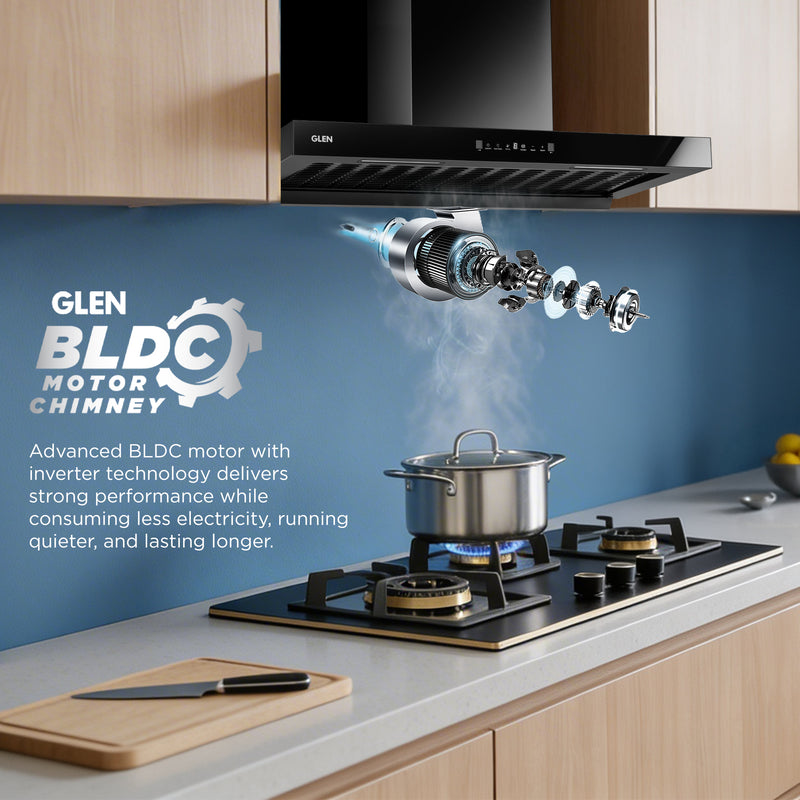 Auto Clean Filterless Slim Chimney with Inverter Technology, BLDC Motor 1400 m3/h - 60/76/90cm (CH6052SLBLDCB)