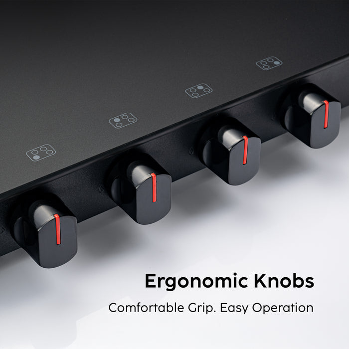 4 Burner Slim Matt Glass Gas Stove with High Flame Brass Burner and Crown Pan Supports (CT1044SLCPBLMG)