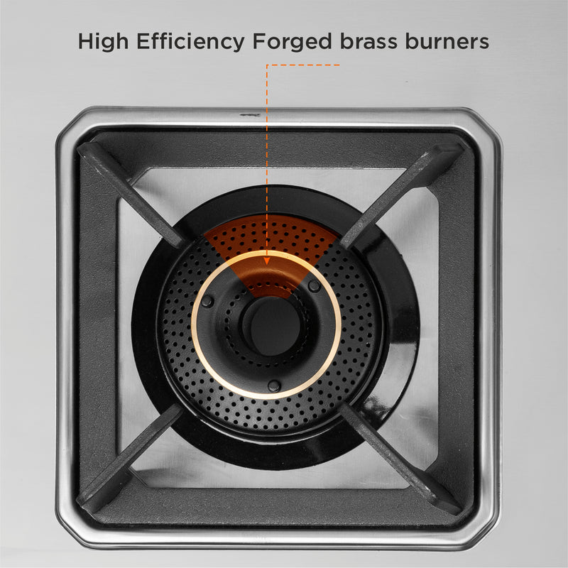 4 Burner Ultra Tuff Stainless Steel Gas Stove with High Efficiency Forged Brass Burners, Top Knobs - Manual/Auto Ignition (CT1054UTTNDTSS)