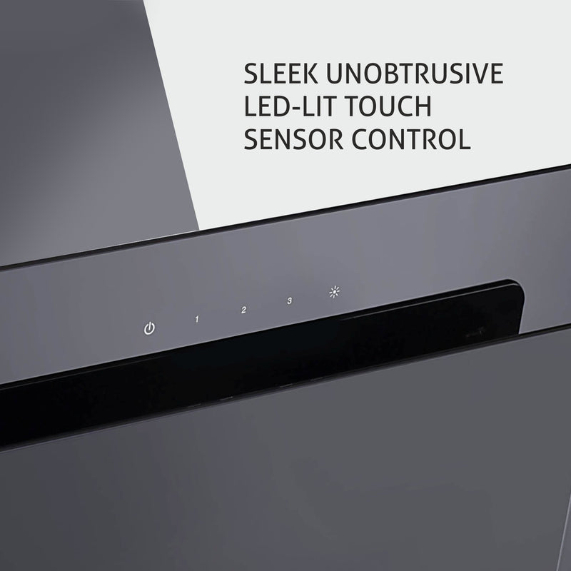 Electric Chimney Vertical Glass Touch Sensor, Baffle filters 90cm 1250 m3/h- Black (6079 TS 90)