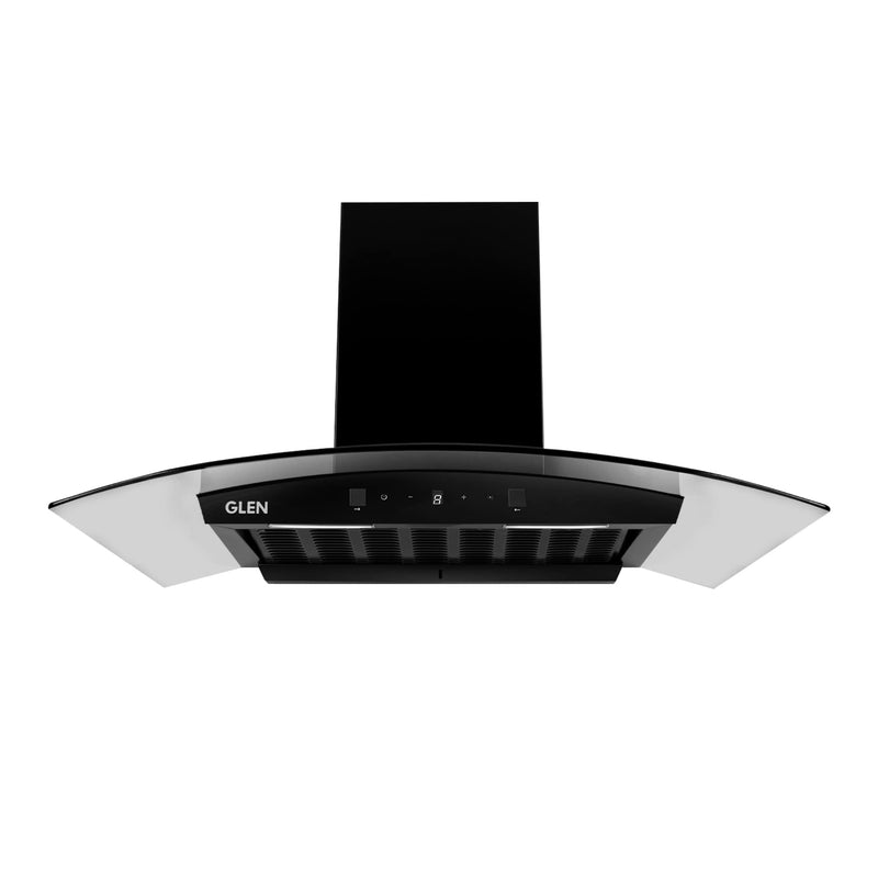 Auto Clean Curved Glass Filter-less Kitchen Chimney, Motion Sensor control with Digital Display 1500 m3/h (6059 DI BL AC)