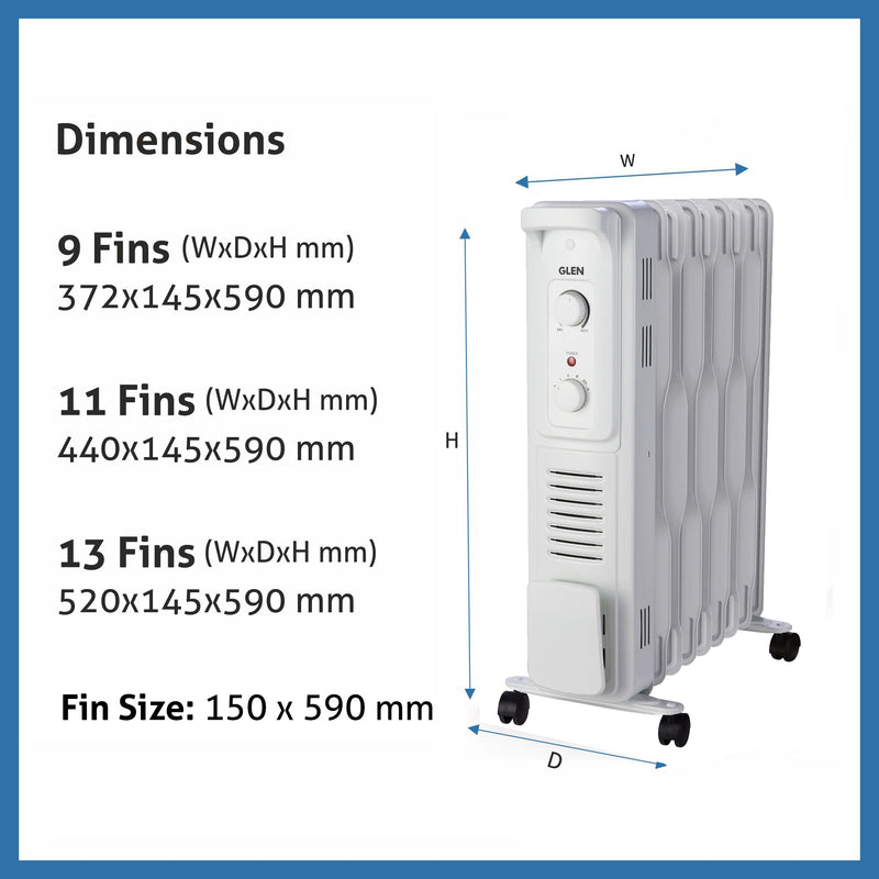 Electric Oil Filled Radiator Room Heater with 9/11/13 Fins - HA7012OR