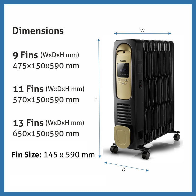 Electric Oil Filled Radiator Room Heater Digital with 9/11/13 Fin - HA7013DOR