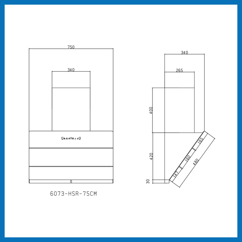 Auto Clean Vertical Glass Chimney Filter-less with Heat Sensor, BLDC Motor 1600 m³/h - 60/75/90cm (CH 6073 HSR DC AC)