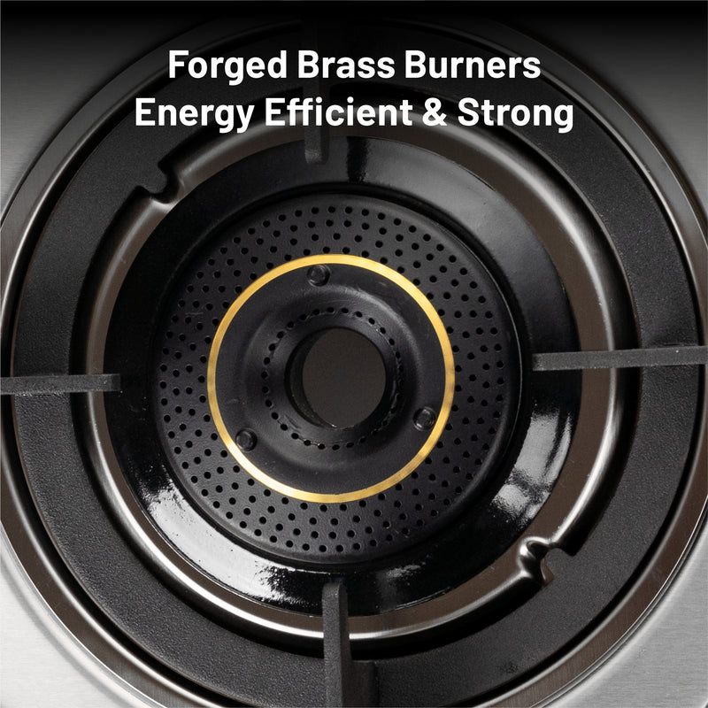 4 Burner Ultra Slim Stainless Steel Gas Stove Extra Wide 1 High Flame 3 Forged Brass Burners - CT1047USDTSS