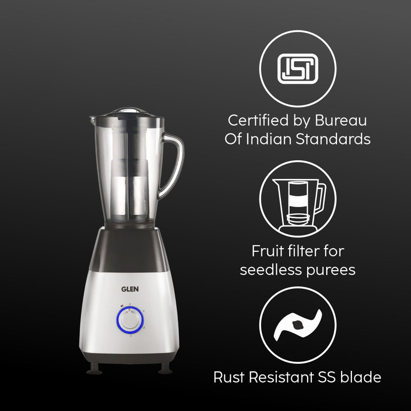 Mixer Grinder 750W with 1 Transparent Jar 3 Stainless Steel Jars - Black & Silver (SA4023PLATINUM)
