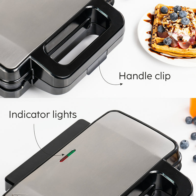 Electric Jumbo Multi Snack Maker with 3 sets of Sandwich, Grill & Waffle Non-Stick Plates, 1000W - (SA3023JMSM)