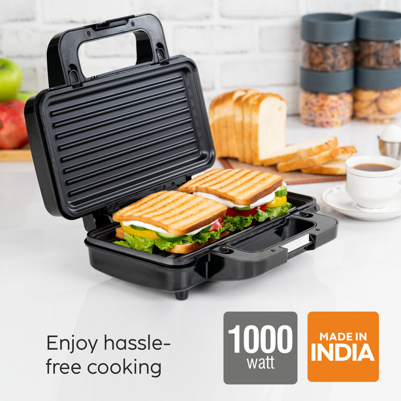 Electric Jumbo Sandwich Maker Grill with Non-Stick Coating Plates, 1000W - (SA3025JGRILL)