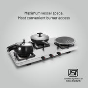 3 burner stainless steel gas stove with wide burner spacing