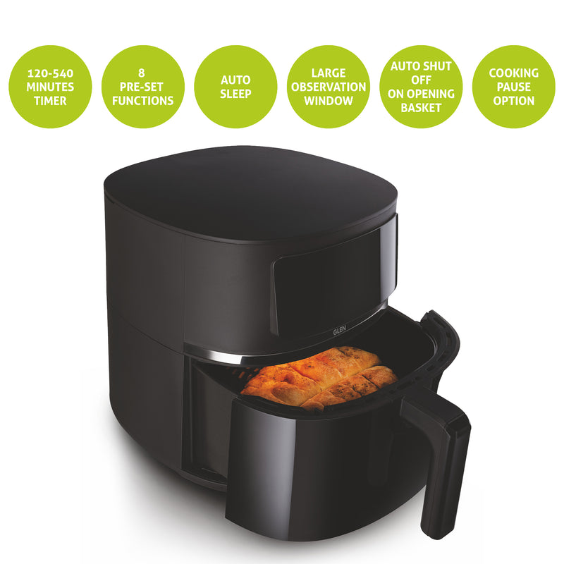 Digital Air Fryer 6 Litre Capacity with 8 Pre Set Menu Timer, Temperature Control, 1500W - Black (SA3062DIGI)