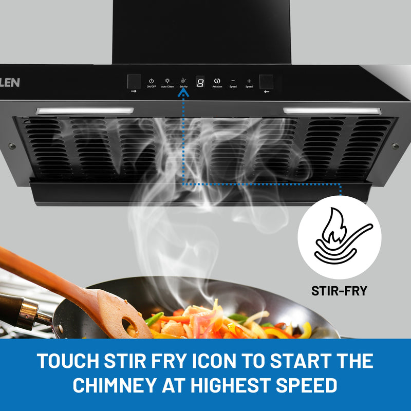 Auto clean filterless chimney with amazing stir fry feature